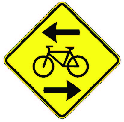 a picture of 'contraflow bicycle lane crossing' sign