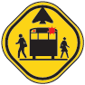 image of hidden school bus stop sign